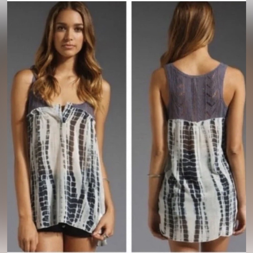 FREE PEOPLE SUSQUEHANNA CROCHET TIE DYE TANK TOP SZ M Blouse Boho